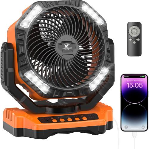 40000mAh Battery Powered Fan, Rechargeable Oscillating Floor Fan with Remote, 136H Cooling Camping Essentials for RV Garage, Fathers Day Gift for Men Dad Blue Collar Worker, Co-Branded with AMACOOL
