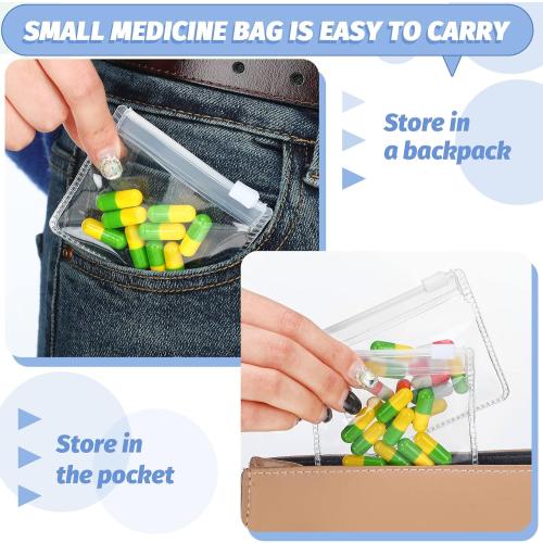 Nuanchu 36 Pieces Pill Pouches Bags Set Reusable Zippered Pill Baggies Clear Plastic Self Sealing Travel Medicine Organizer Storage with Slide Lock for Medicine and Small Items