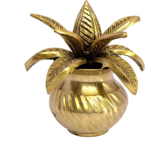 eSplanade Brass Decorative Kalash with Coconut for Puja Temple Laxmi Ganesh Crafted Kalasha - 5.75 inches