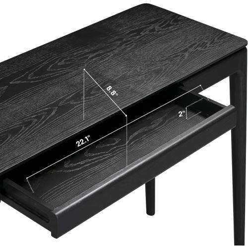 NTC Mingle 47-Inch Console Table, Modern Solid Wood Entryway Table with Hidden Drawer, Waterproof & Heat Resistant, Narrow Table for Hallway, Living Room & Foyer, Burnt Black