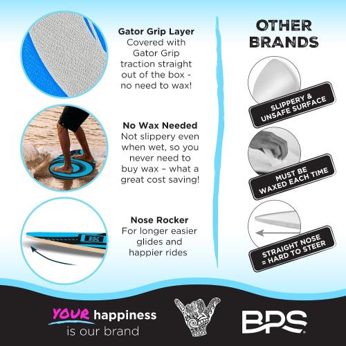BPS New Zealand ‘Koru’ Skimboard with Colored EVA Grip Pad and High Gloss Clear Coat Wooden Skim Boards for Kids and Adults | Choose from 3 Sizes and Traction Pad Color