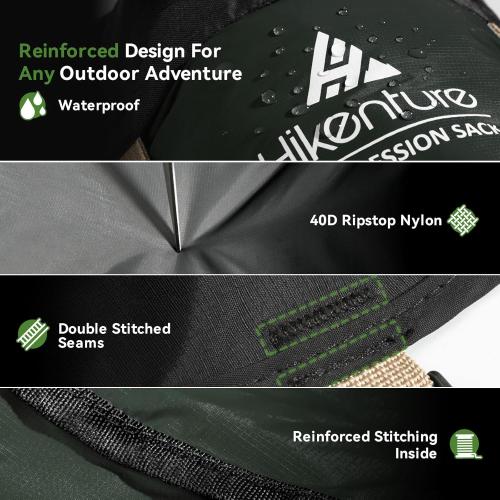 Hikenture Sleeping Bag Stuff Sack, Anti-Tear Ultralight Compression Sack | Water-Resistant Sleeping Bag Storage Sack, 10L/14L/20L/30L/45L Sleeping Bag Cover, Save 50% of Storage Space