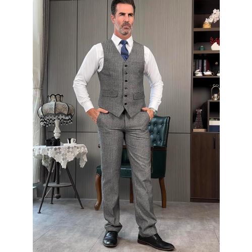 Size 30  Men's Tweed Pants Herringbone Thick Wool Pleated Front Dress Suit Vintage Trousers