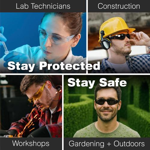 Raxwell Clear Safety Glasses, ANSI Z87.1 Certified Protective Eyewear,Wraparound Anti-Scratch Polycarbonate Lense