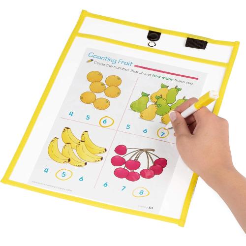 Magnetic Dry Erase Pockets by Two Point (6-Pack) - 10 x 14 in - Portrait Clear Dry Erase Pocket Sleeves, Job Shop Ticket Holders, Clear Paper Sleeves Protectors, Magnetic Pouch