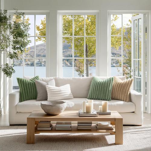 MIULEE Faux Fur Decorative Throw Pillow Covers 18x18 Inch Set of 2, Modern Spring Home Decor Soft Plush Couch Pillows Cozy Fluffy Cushion Covers for Sofa Bed Sage Green