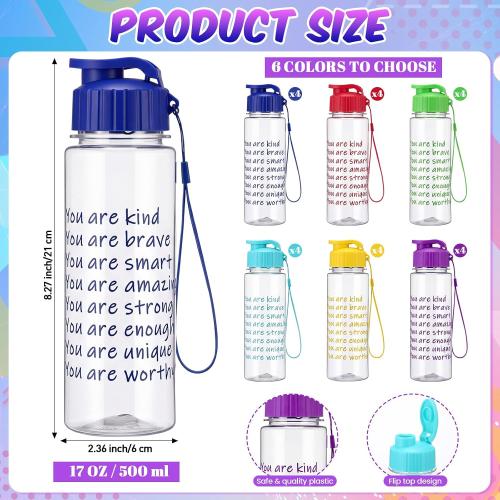 End of Year Gift 17 oz Motivational Plastic Water Bottles Bulk and Drawstring Backpack Set Rainbow Colored Inspirational Teacher Gifts Set Back to School Party Favor Supplies