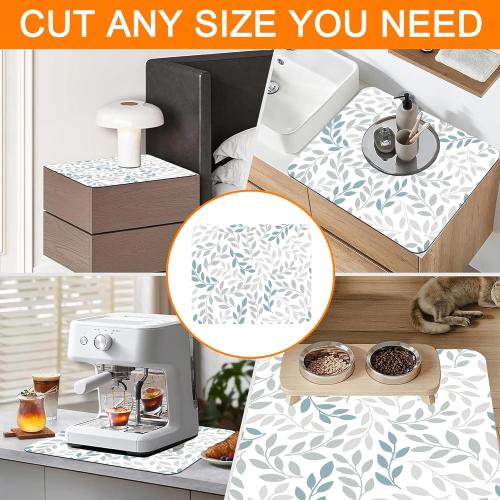 Gray Blue Branch Leaves Washer and Dryer Covers For The Top,Anti-slip Washing Machine Dust Cover Pad,Dryer Top Protector Mat for Laundry Room Kitchen Decor,23.6X19.7 in