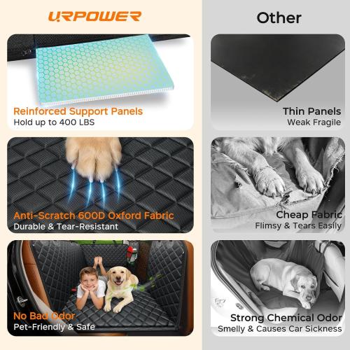 URPOWER Hard Bottom Dog Car Seat Cover, Back Seat Extender for Cars & SUVs
