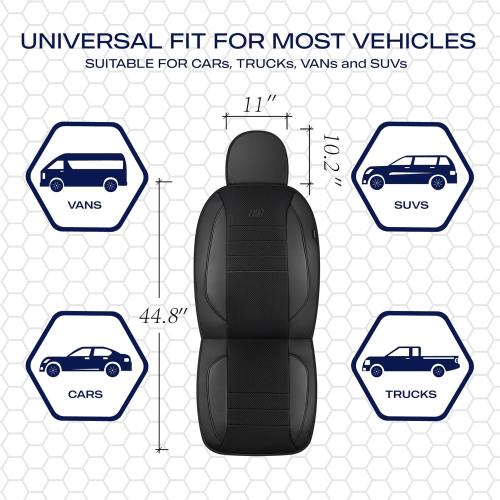 Skechers Air-Cooled Memory Foam Seat Covers,Mesh Thick Car Seat Covers,Piping Leather Car Seat Covers Front Seats,Airbag Compatible,Automotive Comfort Universal FitMost Cars,Vans,Truck,SUV,Black