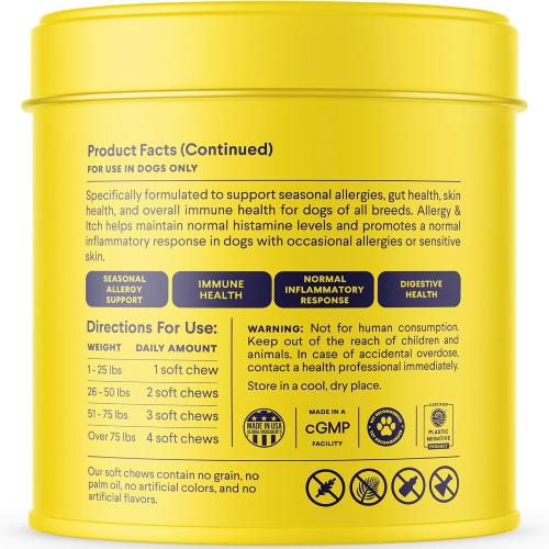 Finn Allergy & Itch Soft Chews for Dogs | Colostrum & Bee Propolis | 90 Ct | Quercetin & Probiotics | NASC Certified | Vet-Formulated | Seasonal & Environmental Allergy Relief