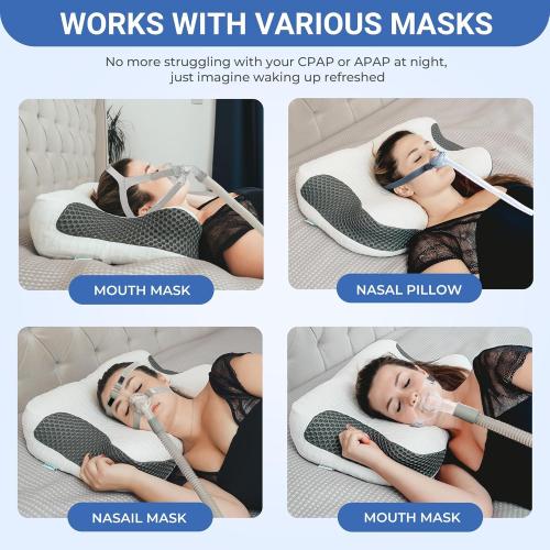 Elviros CPAP Pillow for Sleeping, Ergonomic Adjustable Height Neck Support Memory Foam Bed Pillow for CPAP Users with Sleep Apnea, Suitable for Side and Back Sleepers