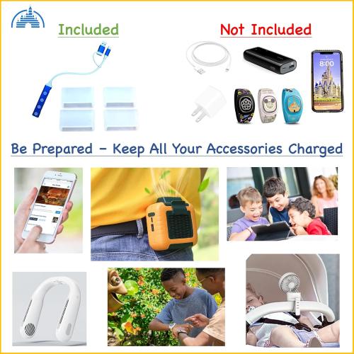 MultiCharger for MagicBand , MagicBand   & Magic Band Compatible with FuelRod and Other External Battery. Disney World Accessories for Trip to Disneyland or Cruise (USB-A, 2-Pack)