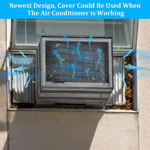 Luxiv Newest Design Mesh Window Air Conditioner Cover Outdoor, Support Window AC Unit Work Use for Outside Window AC Insulation Black Dust-Proof Waterproof Cover (Black, 17Wx12Dx13H)