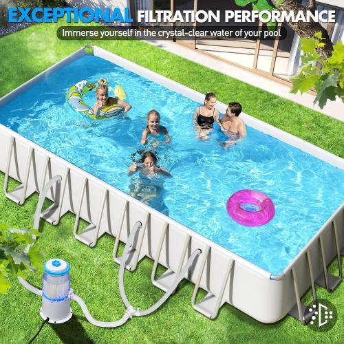 KimPump 1000 GPH Light-Up Pool Filter Pump for Above Ground Pool|Built-in Blue LED Light,Transparent Housing for Real-Time Water Circulation &Filtration Monitor, Pool Cartridge Filter Pump System Cyan