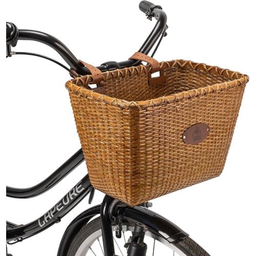 Bike Basket, Handmade Rattan Bicycle Baskets, Front Bike Baskets for Women’, Retro Style Bike Baskets for Adult Bikes