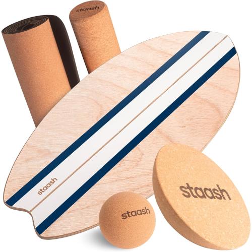 STAASH® Balance Board – Starter (Board   Roller) or Full Kit (w/Mat, Ball & Disc) – Core Balance Trainer for Fitness, Rehab, Surf – Free Coaching Videos