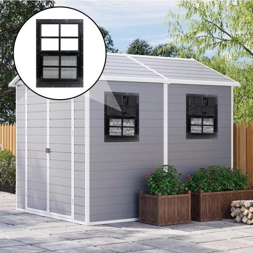 Yuzzy 24 x 36 Shed Windows with Tempered Glass and Fiberglass Screen, 2 Pack Small Sliding Windows for Shed, Chicken Coop, Playhouse, Household, Garage, Barns (Black) ( dents see the pictures)