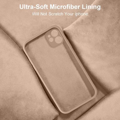 Vooii Compatible with iPhone 11 Case, Upgraded Liquid Silicone with [Flat Edges] [Camera Protection] [Soft Anti-Scratch Microfiber Lining] Phone Case for iPhone 11 6.1 inch - Light Brown