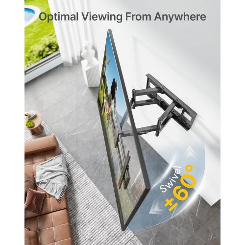 monTEK Heavy Duty XXL Full Motion TV Wall Mount for 60-120 inch Extra Large TVs, Holds 265 lbs, Max VESA 900x600, 27.7 Extension, Swivel & Tilt, Preassembled, Fits 12–24 Studs, LED/LCD/OLED 4K/8K
