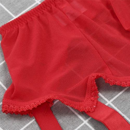 Size XXL Women's Mesh Garter Belt High Waist Suspender Belt with Six Metal Clips for Women‘s Stockings/Lingerie