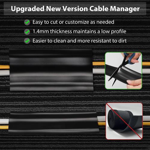 8.2ft Cord Cover Floor, Soft PVC Cord Covers for Wires on Floor, Self-Adhesive Cord Hider, Cable Management Wire Protector for Commercial Office Carpet/Floors/Wall White