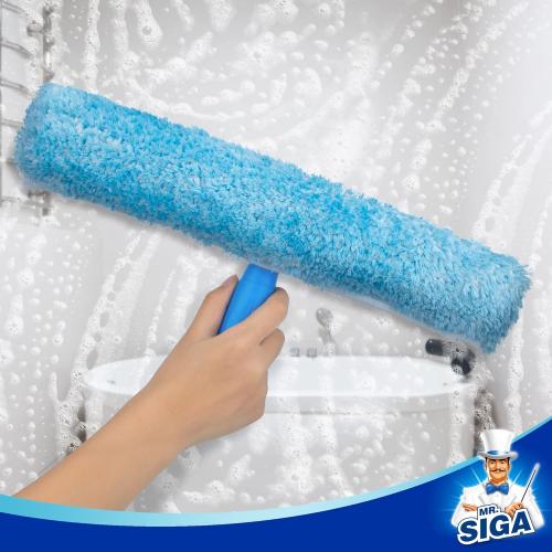MR.SIGA Professional Window Cleaning Combo - Squeegee & Microfiber Window Scrubber, 14
