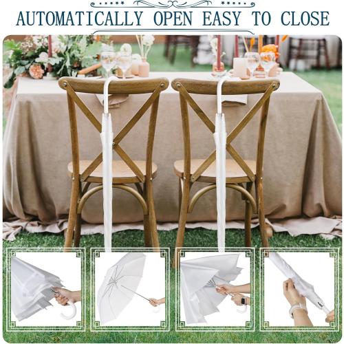 8 Pack Wedding Umbrella Bulk, Windproof Large Rain Umbrella, Strong Fiberglass Frame, Auto Open Wedding Umbrellas for Guests Bride Groom Photography Friend Gift