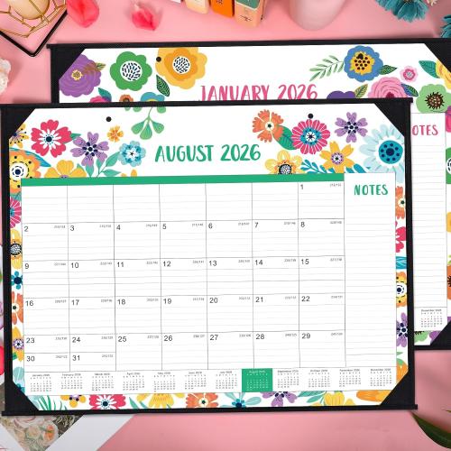 2026 Desk Calendar - Large Desk Calendar 2026, Jan. 2026 - Dec. 2026, 22 x 17, 2026 Calendar 12 Month with Corner Protectors, Desk Pad, To-Do List & Notes, Desk/Wall Calendar for Organizing - Colorful Floral