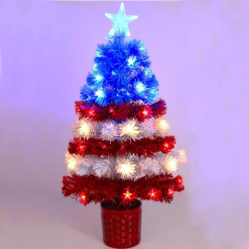 Christmas Concepts® 36 Fibre Optic LED American Flag Tree - Red, White & Blue Decoration for the 250th Anniversary of USA Independence Day - July 4th Celebrations