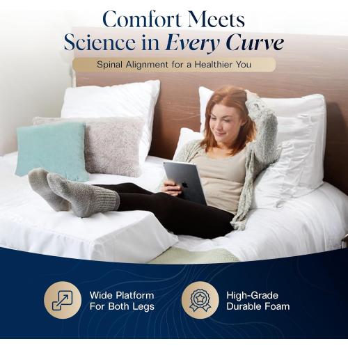 Gravity Leg Rest Pillow – Foam Wedge for Post-Surgery Recovery, Back Pain Relief, Side Sleeping, Varicose Veins, Restless Legs, Includes Removable, Washable Cover White