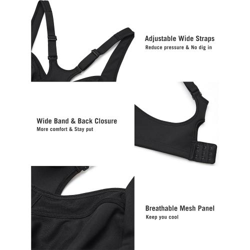 Size 34D SYROKAN High Impact Sports Bras for Women High Support Unlined Underwire Racerback No Uniboob Workout Bra