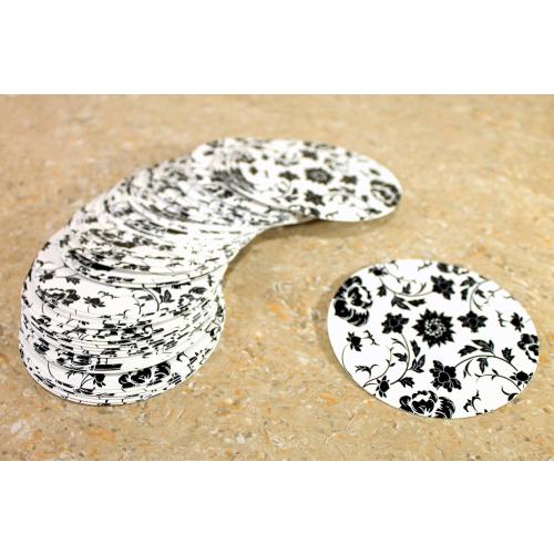 eSplanade Disposable Printed Paper Coasters - Use and Throw Reversible Round Paper Coasters - Set of 100 - Black Floral