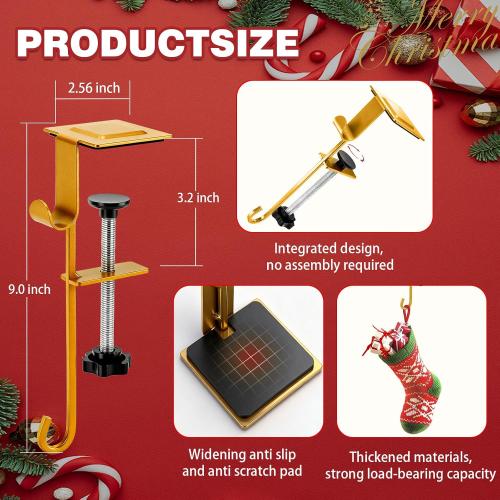 Garland Hangers for Mantle,Heavy Duty No Drill Fireplace Stocking and Garland Hanger,2-in-1 Adjustable Stocking Hangers for Mantle,Sturdy Metal Stocking Holders for Christmas Decorations(3pcs)