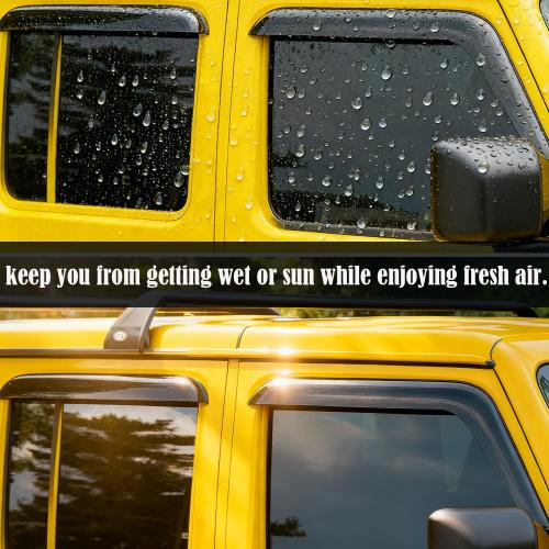 4Pcs Tape On Side Window Rain Guards Window Visors Vent Deflectors Compatible with 2008-2018 Chrysler Town Country/Dodge Grand Caravan, Wind Deflector Smoke 4PCS 94251