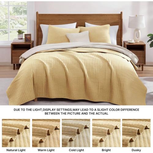 WRENSONGE Twin Quilt-Lightweight Bedspreads Yellow Twin Quilt Bedding Set