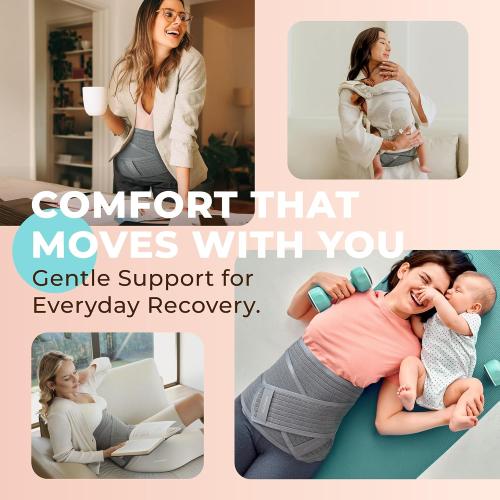 Postpartum Belly Band, Breathable Abdominal Binder for C-Section Recovery, Adjustable Belly Wrap with Lower Back Support, Post Surgery Belly Binder & Postpartum Belt for Women After Birth