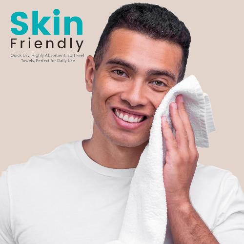 Towel and Linen Mart 100% Cotton- Wash Cloth Set -Pack  of 6,Quick Dry,Luxurious,Absorbent,Soft Feel Spa & Hotel Perfect for Daily Use (12X12 White)