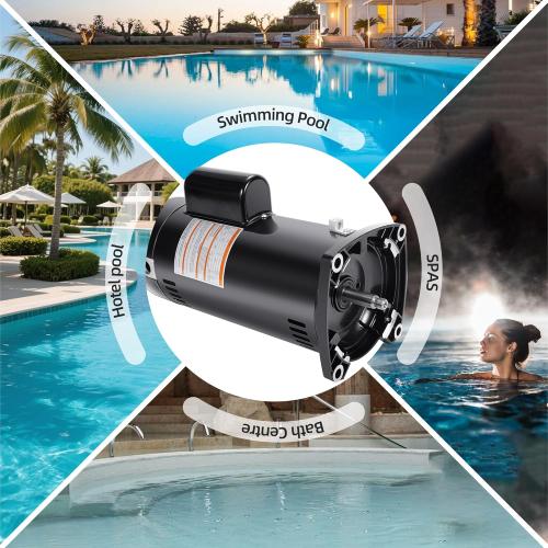 USQ1202 Pool Pump Motor Fit for A.O. Smith for Century Pool and Spa Pump Motor 2HP, 3450 RPM, 48Y Frame, 230V, 60HZ, Square Flange