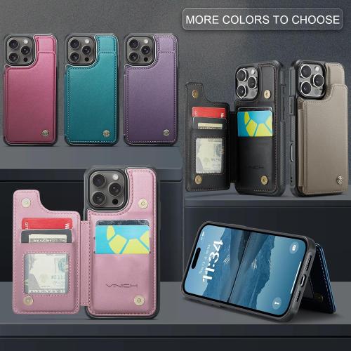 Compatible with iPhone 16 Pro 6.3 Wallet Case with Card Holder RFID Blocking for Women Men, Double Magnetic Clasp Kickstand Shockproof Phone Case Fit for iPhone 16 Pro, Bluish Green