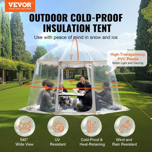 VEVOR Upgraded Pop Up Bubble Tent for 4-8 People, Need Simple Assembly -  Large Outdoor Clear Bubble Tent Dome, Weatherproof Clear Tent Shelter for Outdoor Activities, Events, and Parades