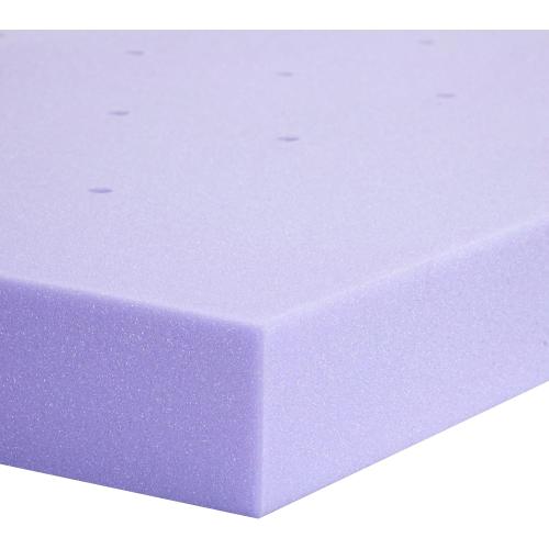 Flash Furniture  Comfortable Sleep Memory-Foam Topper, Lavender Infused Mattress Topper, Ventilated Design, CertiPUR-US Certified Foam,Queen, Purple