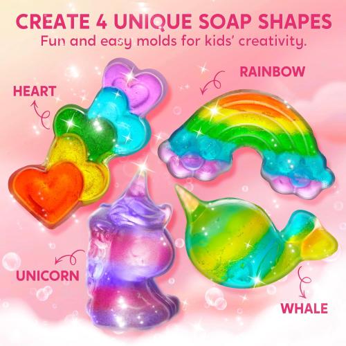 Klever Kits Unicorn Soap Making Kit- 4 Molds Girl Crafts DIY Project, Unicorn Girl Gifts, Kids Birthday Gift for Aged 6 , Science STEM Activity Teenage Gifts for Toddler Ages 6 7 8 9 10 11 12