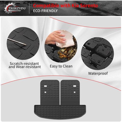 Floor Mats Compatible with 2021-2025 Kia Sorento 6&7 Passenger Cargo Mat TPE Back Seat Cover Protector 2024 Sorento Accessories (Fit 6&7 Seats,Trunk Mat with Backrest Mats Floor Mats)
