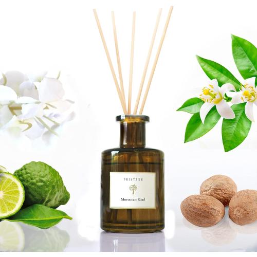 PRISTINE Moroccan Riad/Inspired by Venetian Reed Diffuser for Home | Refreshing Blend of Bergamot, Orange, Earthy Oud Reed Diffuser Set, Oil & Reed Diffuser Sticks | Home & Office Decor