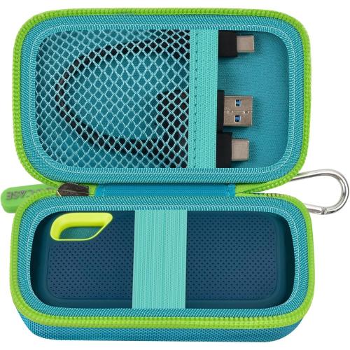 Box only Color Blue and green Hard Case Compatible with SanDisk 1TB 2TB 4TB 500GB 8TB Extreme Portable SSD - Up to 1050MB/s - USB-C, USB 3.2 Gen 2 External Solid State Hard Drive Storage Holder for Cables-Green (Box Only)