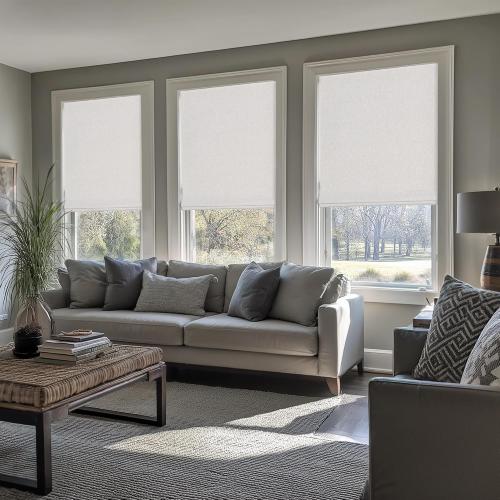 LazBlinds No Tools No Drill Cordless Roman Shades for Windows, Blackout Thermal Insulated UV Blocking Window Blinds, Room Darkening Fabric Blinds for Indoor Windows, 26'' W x 64'' H, Off White