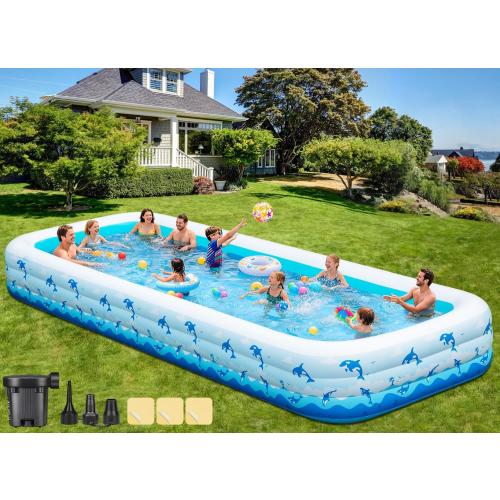 Extra Large Inflatable Swimming Pool – 165 x 76 x 22 Oversized Blow Up Pool for Adults, Big Family Backyard Pool with Pump, Thickened Kiddie Pool for Summer Water Party, Easy Set Up