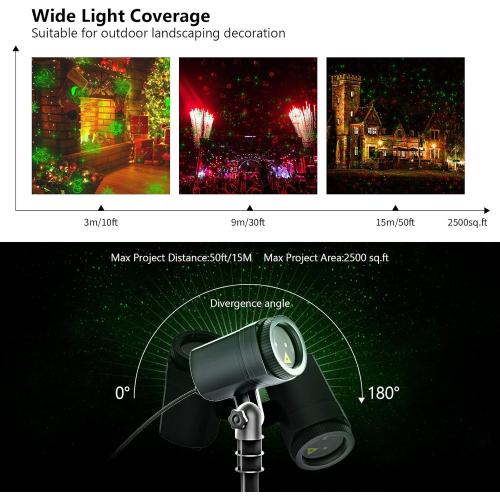 Laser Christmas Projector Lights Outdoor, Waterproof with Remote, Multiple Classic Christmas Patterns for Garden Outdoor, Indoor Home Party Christmas Décor Christmas Gift