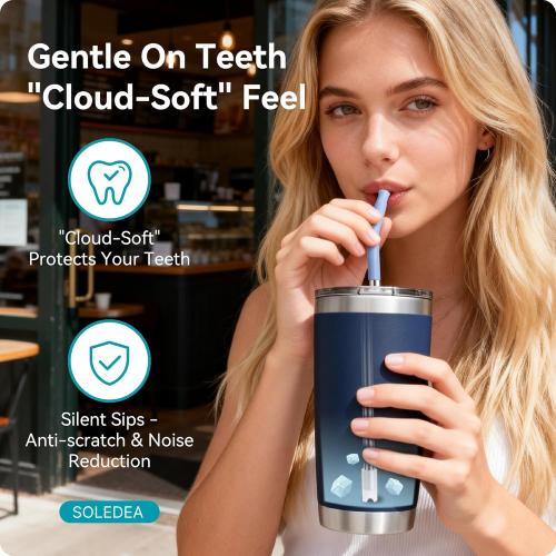 20 oz Straight Metal Straws with Silicone Tip for 20 oz Tumbler, Stainless Steel Reusable Drinking Metal Straw for YETI, STANLEY, US Acrylio, BJPKPK, Simple Modern and so on